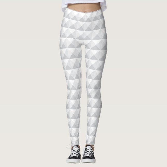 Leggings Piernas piramidales blancas de efecto 3D futurista (Anverso)
