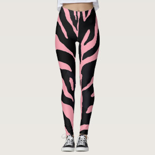 Leggings Piernas rayadas de cebra rosa y negra