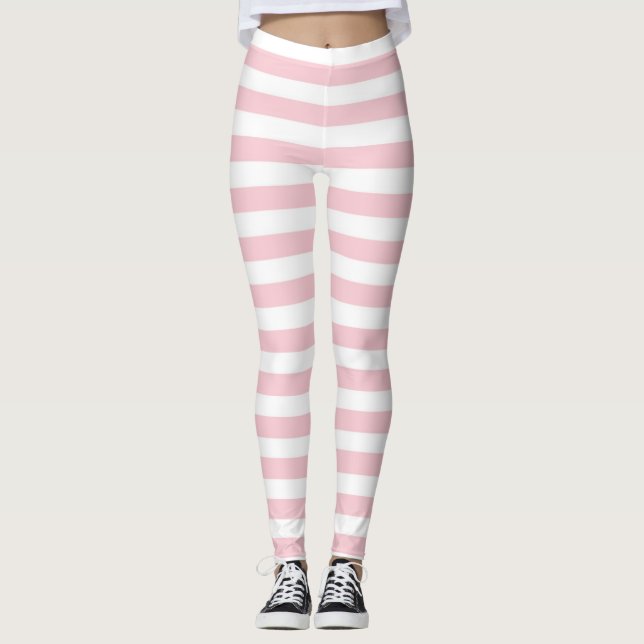 Leggings Piernas rayadas rosadas y blancas (Anverso)