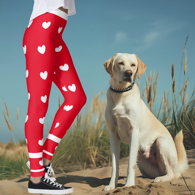 Leggings Piernas rojas con corazones y rayas blancas (Subido por el creador)