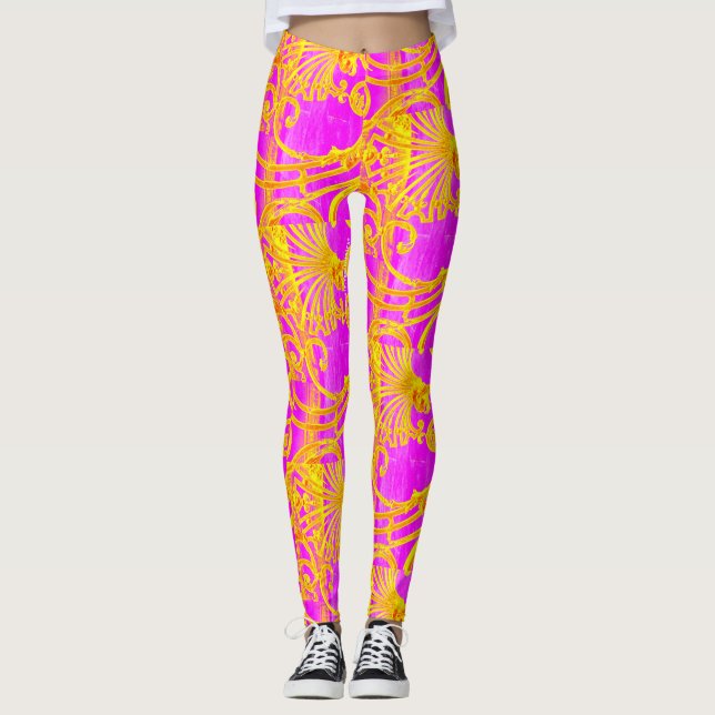Leggings Piernas rosas y amarillas (Anverso)