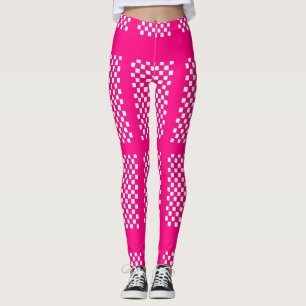 Leggings Piernas rosas y blancas con tiras y cheques