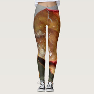 Leggings Piernas subió pétalo con gotas de agua