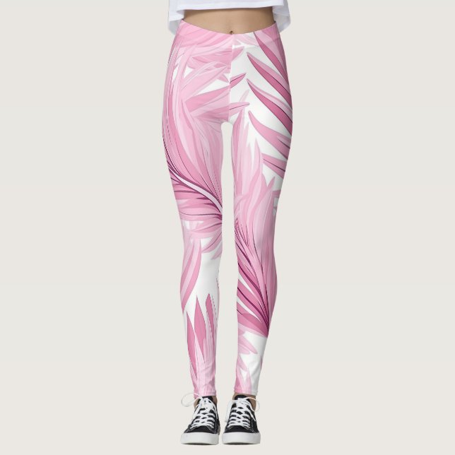 Leggings Piernas tropicales rosas y blancas (Anverso)