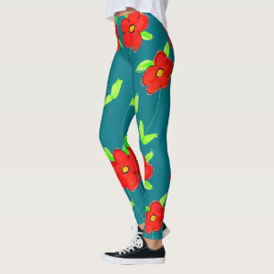 Leggings Piernas Turqoisue de colores vivos y rojo