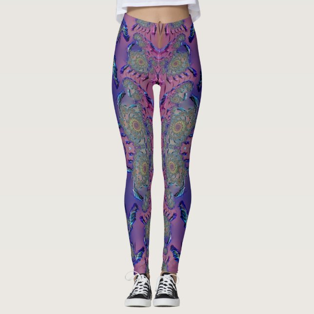 Leggings Piernas ~verde azul malva 3D ~ Original (Anverso)
