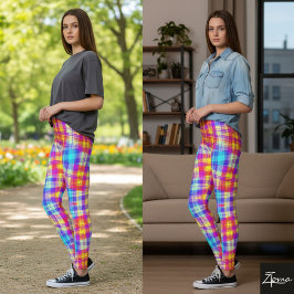 Leggings piernas vibrantes a cuadros