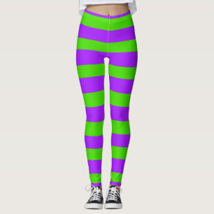 Leggings Piernas violetas y verdes en rayas de St. Urho