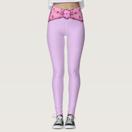 Leggings Piernas Waistband con punto de polka rosa