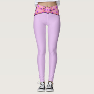 Leggings Piernas Waistband con punto de polka rosa