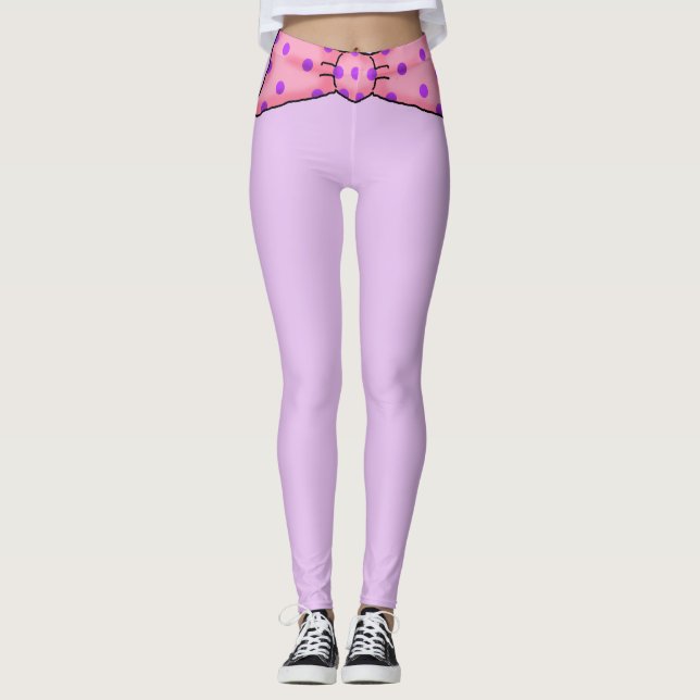 Leggings Piernas Waistband con punto de polka rosa (Anverso)