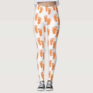 Leggings Pies de bebé cortos y Minimalistas naranjas