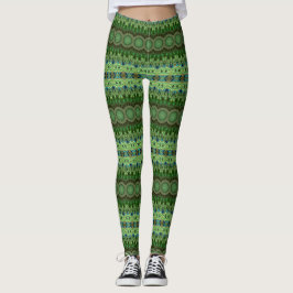 Leggings Pieza de pavo real Mandala Esmeralda y Simetría az
