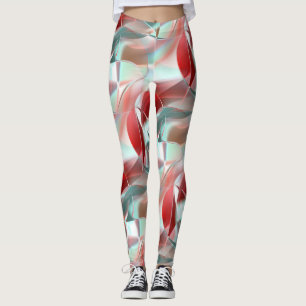 Leggings Piezas circulares torcidas de coral rojo suave a g