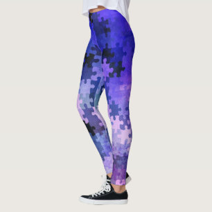 Leggings Piezas de rompecabezas de gradiente púrpura