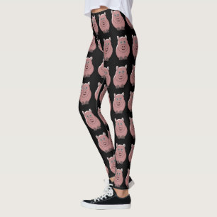 Leggings Pig Design Black