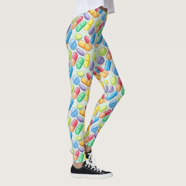 Leggings Píldora médica y piernas del patrón de la cápsula (Derecha)