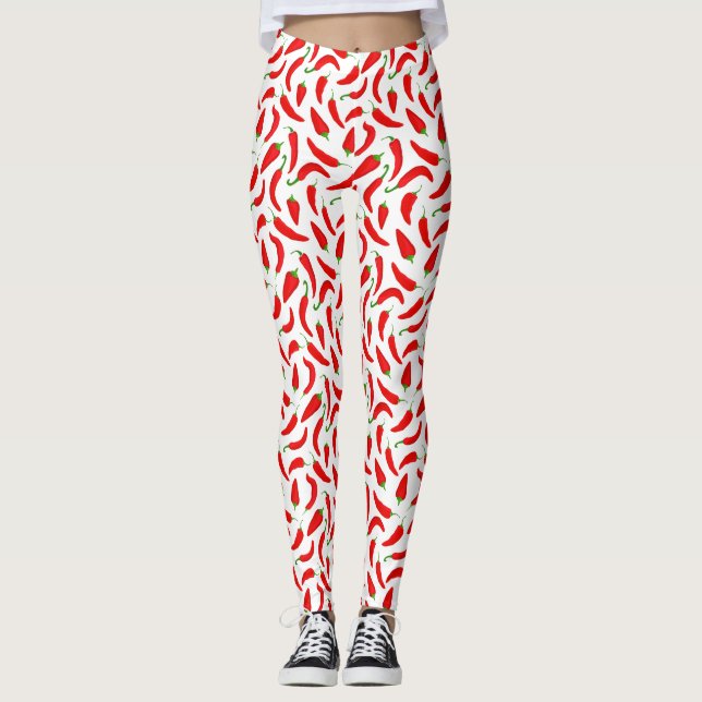 Leggings Pimientos de chile rojos en blanco (Anverso)