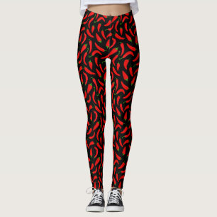 Leggings Pimientos de chile rojos en negro