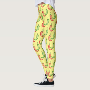 Leggings Pimientos De Chili De Color Agua Rojo Y Verde