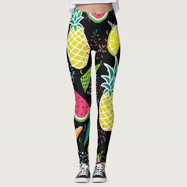 Leggings Piña de sandía: patrón geométrico sin foco (Anverso)