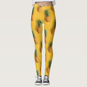 Leggings Piña dulce sabrosa sobre fondo amarillo profundo