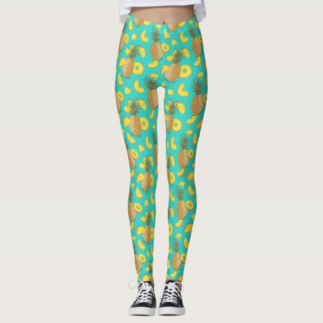 Leggings Piña En Color Turquesa (Anverso)