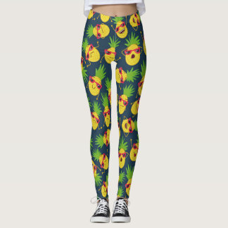 Leggings Piñas de perro, dibujadas a mano, patrón de verano