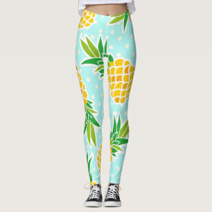 Leggings Piñas Exóticas: Polka Azul-Dot Diversión.