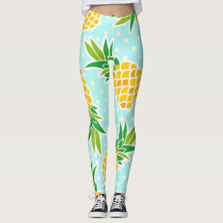 Leggings Piñas Exóticas: Polka Azul-Dot Diversión.