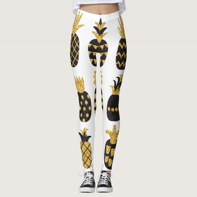 Leggings Piñas negras: Conjunto texturizado único (Anverso)