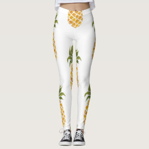 Leggings Piñas pintadas a mano, fondo de acuarela.
