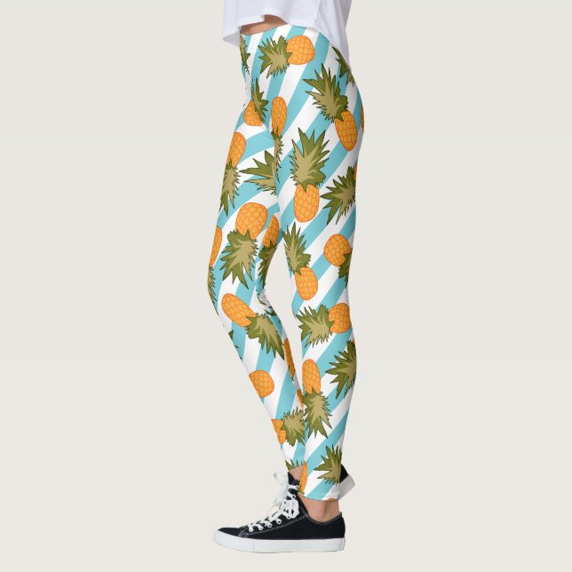 Leggings Piñas tropicales de verano y rayas (Izquierda)