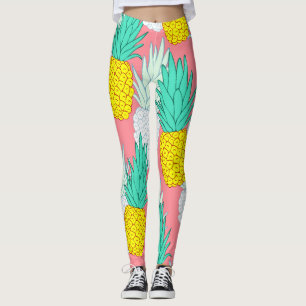 Leggings Piñas Tropicales: Moda Personalizado Roja.