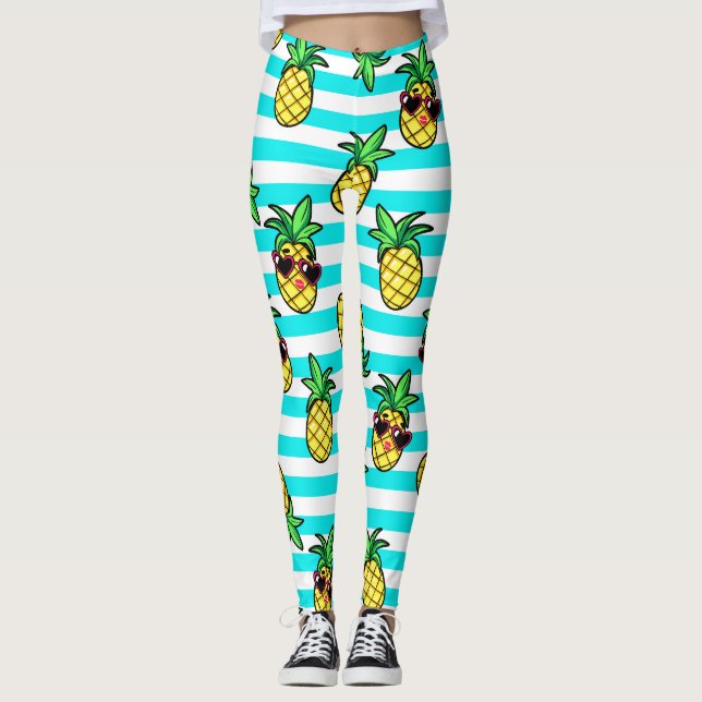 Leggings Piñas Tropicales: Patrón Retro de Gafas de Sol. (Anverso)