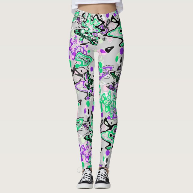 Leggings Pincel abstracto de salpicaduras moderno elegante  (Anverso)