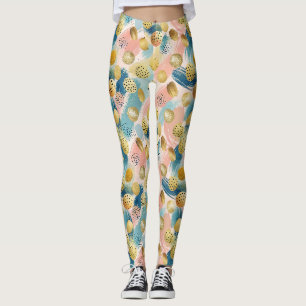 Leggings Pincel abstracto y patrón de forma dorado sin prob