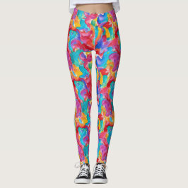 Leggings Pincel de acuarela de arcoíris colorido artístico 
