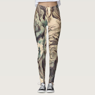 Leggings Pincel de arte abstracto rosas texturizados impres