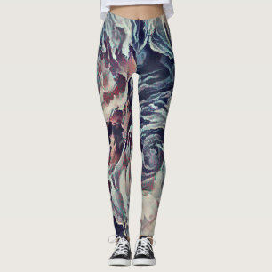 Leggings Pincel de arte abstracto rosas texturizados imprim