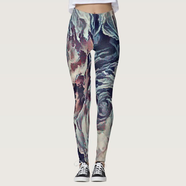 Leggings Pincel de arte abstracto rosas texturizados imprim (Anverso)