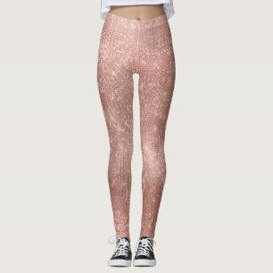 Leggings Pincel de imitación de oro rosa rosado Diamante me