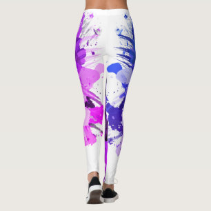 Leggings Pincel de lienzo azul rosado con aceite de color d