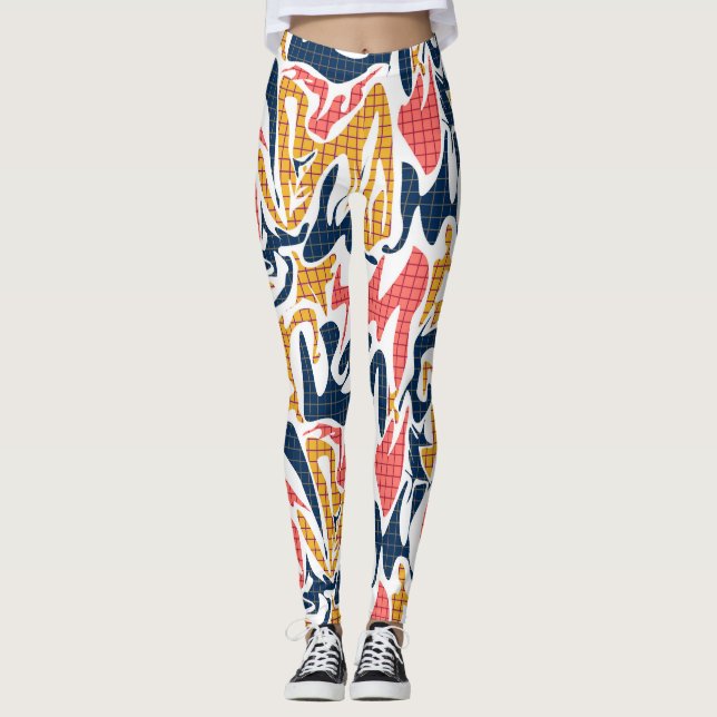Leggings Pincel moderno abstracto y sin inconvenientes, tra (Anverso)