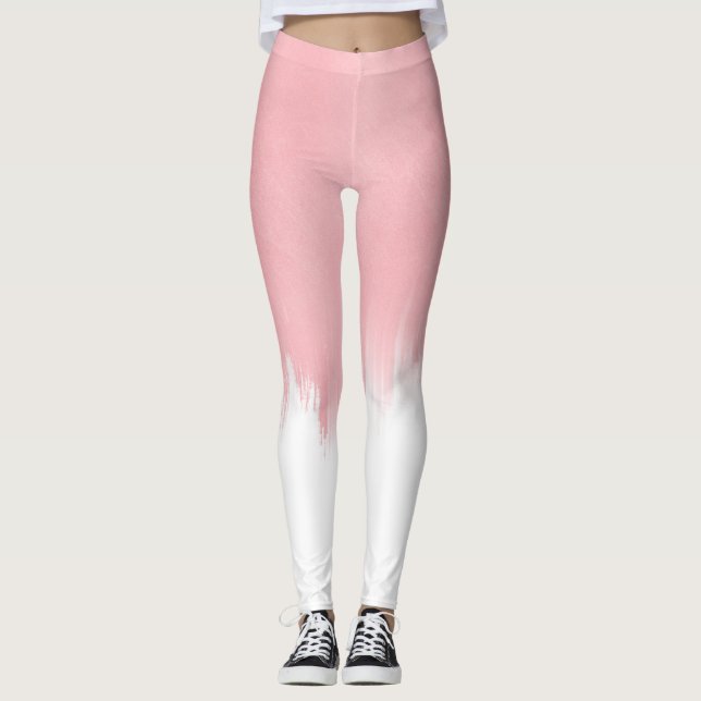 Leggings Pincel rosado moderno pincelada diseño blanco (Anverso)
