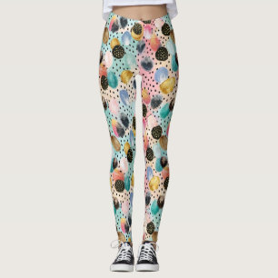 Leggings Pincel vibrante abstracto y patrón de punto de pol