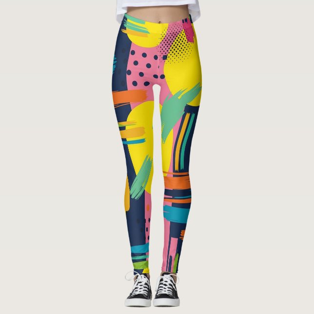 Leggings Pincelada abstracta retro (11) (Anverso)