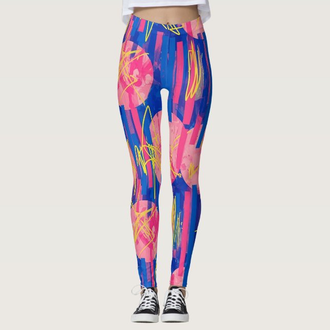 Leggings Pincelada abstracta retro (2) (Anverso)