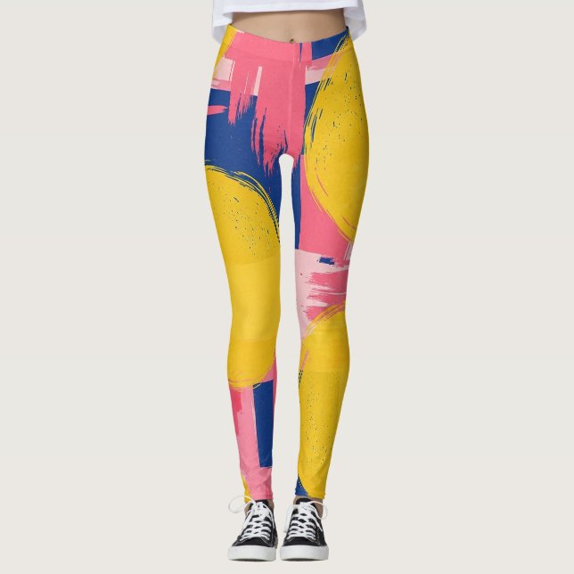 Leggings Pincelada abstracta retro (3) (Anverso)