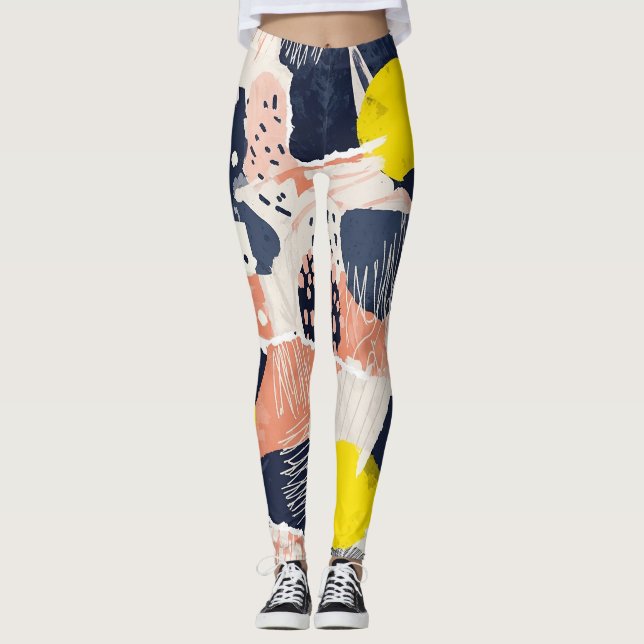 Leggings Pincelada abstracta retro (4) (Anverso)